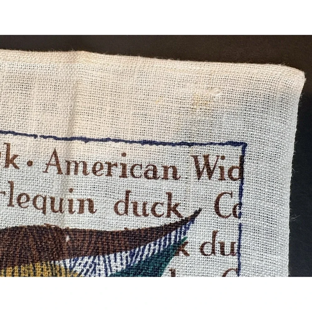 Vintage‎ Lois Long for Kay Dee Linen Tea Towel Ducks Birds Waterfowl Names